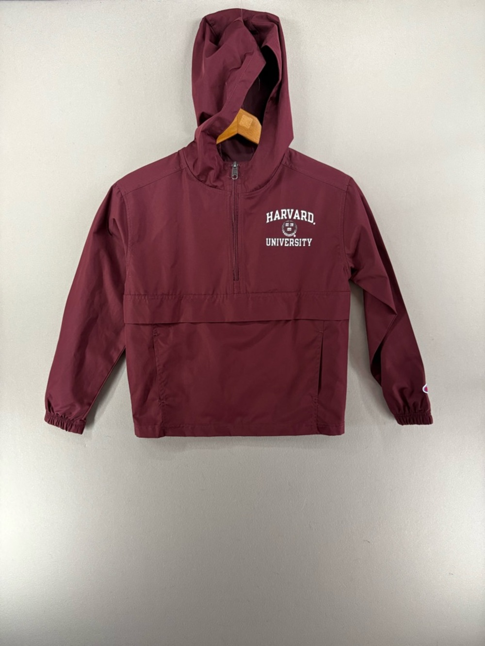 Champion Harvard University Windbreaker Pullover Maroon Zipper Size Youth S 6-7